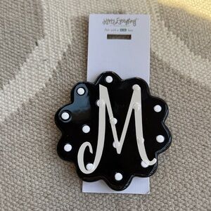 Happy Everything Black and White Monogram 'M' Decorative mini attachment. EUC